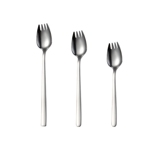 Aion 304 stainless steel salad fork multi-specification gift tableware fork and spoon integrated spoon instant noodle bowl Ruyi square handle