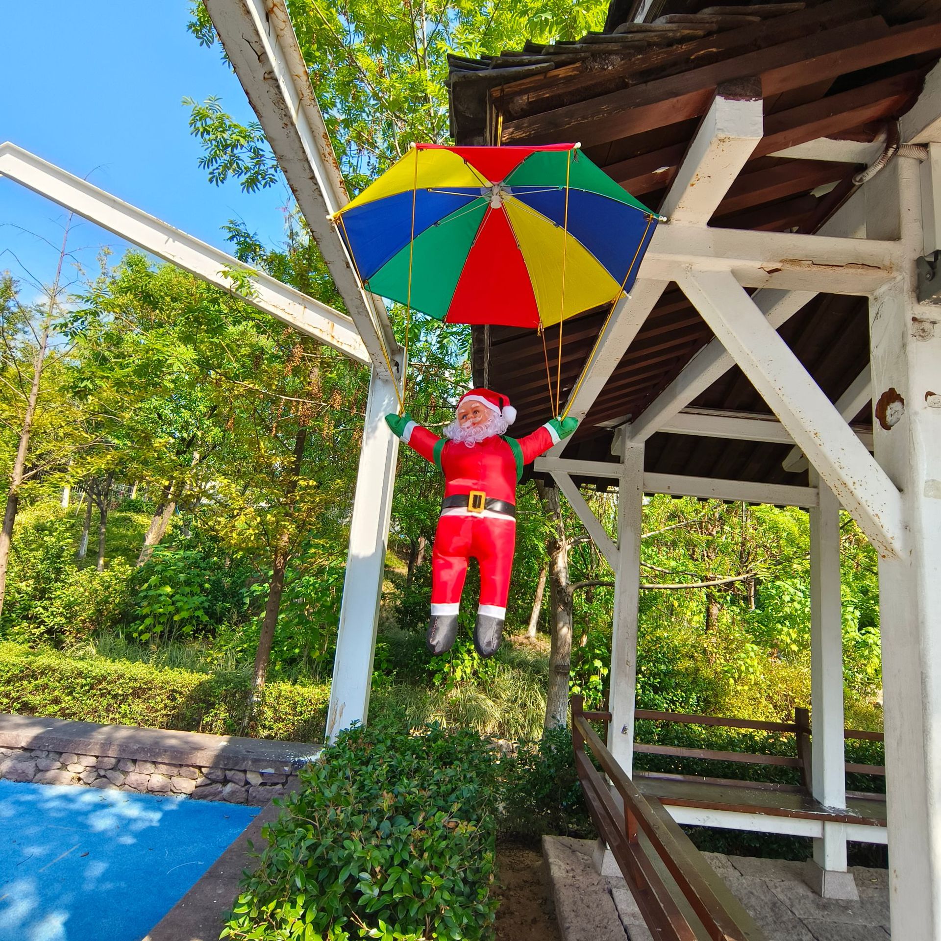Paracaídas navideñas transfronterizas Santa Claus paracaídas Navidad Supermercado Decoración del hogar Colgante personalizado