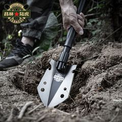 1608不鏽鋼工兵鏟戶外用品便攜式小鐵鍬釣魚野營園藝鏟子車載