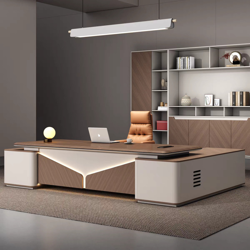 New Style Executive Desk with a Modern and High-End Feel, President's Office Desk, Chairman's Office Executive Desk and Chair Set