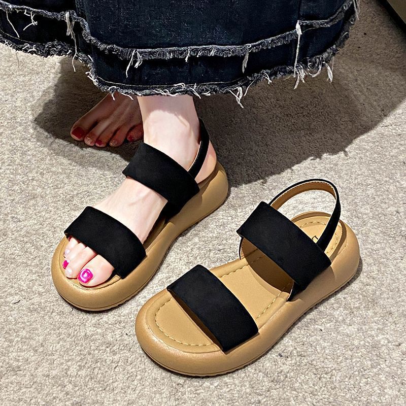 2026 nueva sandalias de verano con suela gruesa y altura de alta calidad de moda para mujeres pequeñas zapatos de playa romanos con dedos descubiertos
