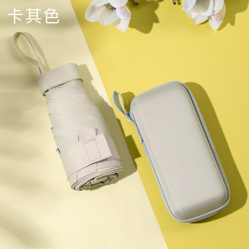 Sombrilla pequeña, portátil, plana, 40% de descuento, ultraligera, protector solar, protección UV, mini paraguas de bolsillo, paraguas de tarjeta femenina