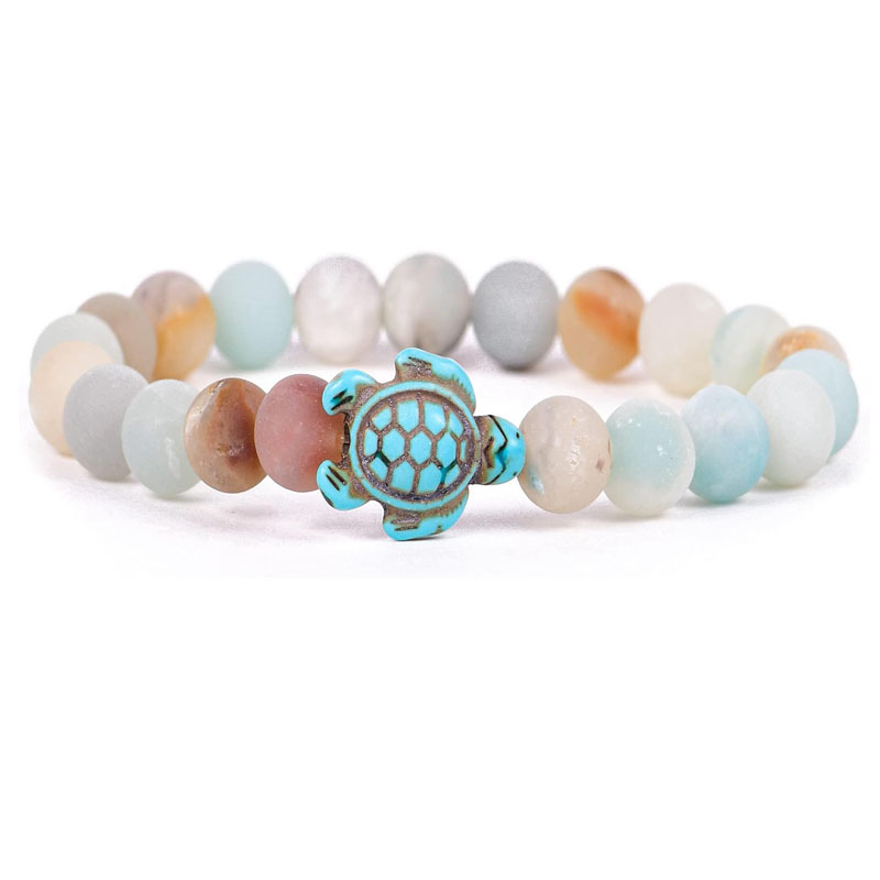 아마존 블루 터틀 팔찌 8mm, 약 21개, 19g