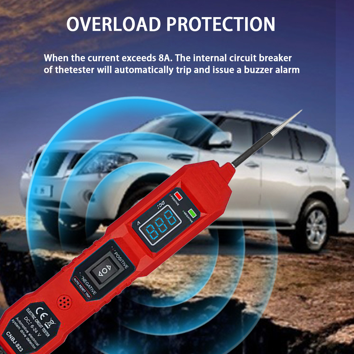 Automotive Circuit Tester 6-24V Digital Display Line Finder with Light Anti-Interference Power Detector Line Finder