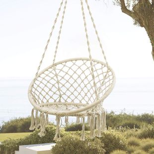 Yrins Internet celebrity tassel swing hanging chair home indoor cotton rope hanging basket rattan chair balcony Nordic style lazy cradle