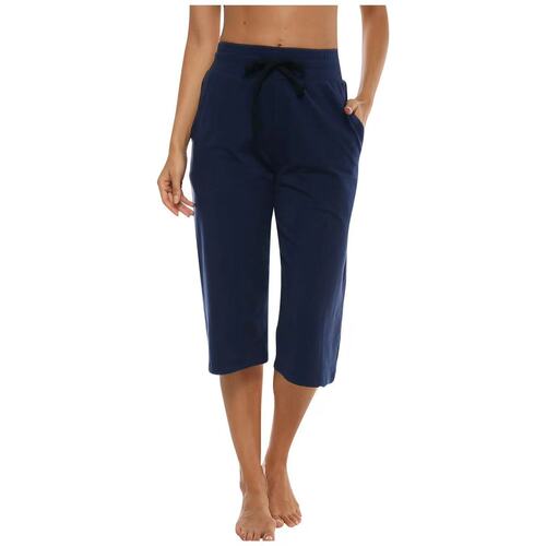 Men's casual sports pants summer thin men's clothing loose seven-quarter pants elastic waist straight-leg pants for men