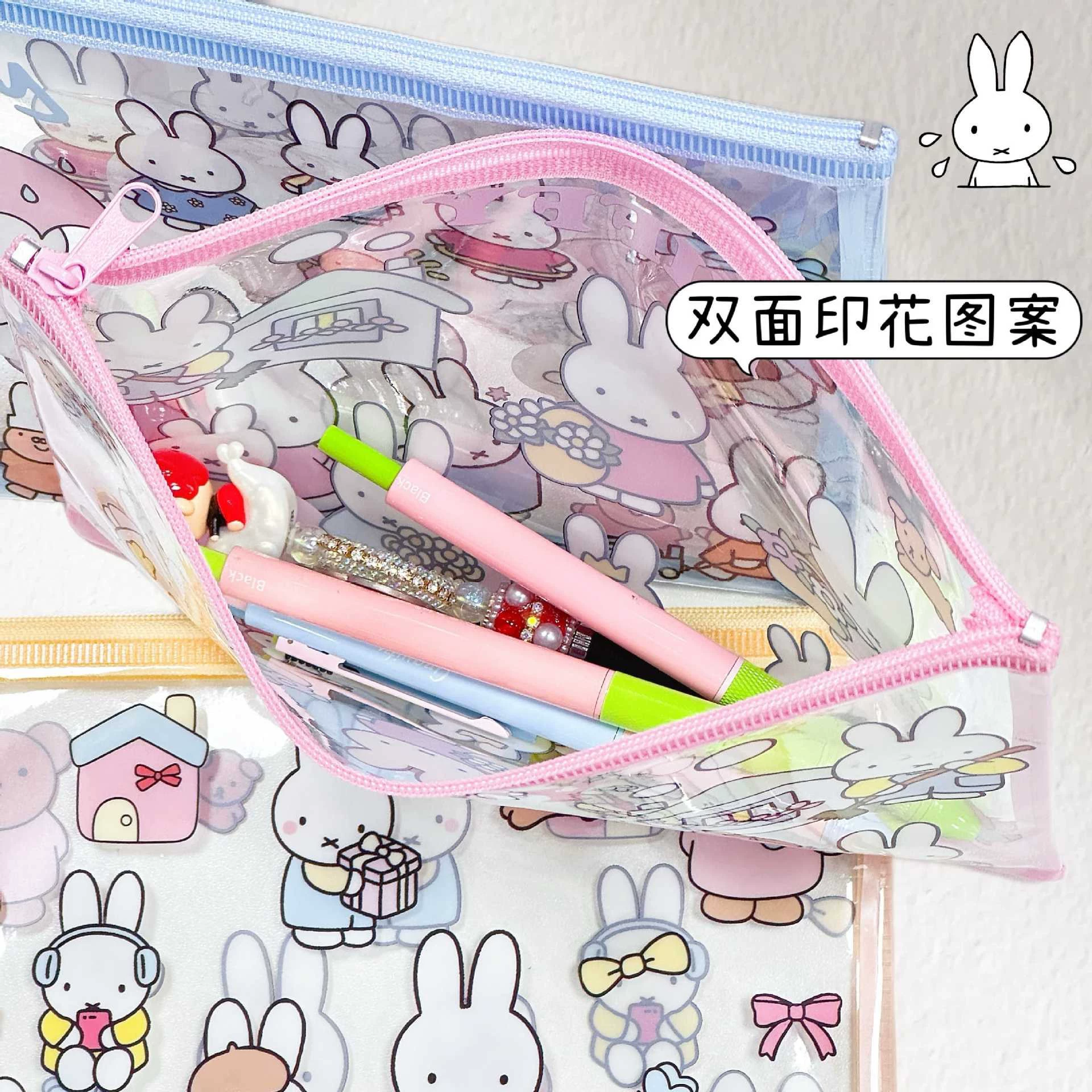 Cartoon cute waterproof pencil case with zipper for students PVC