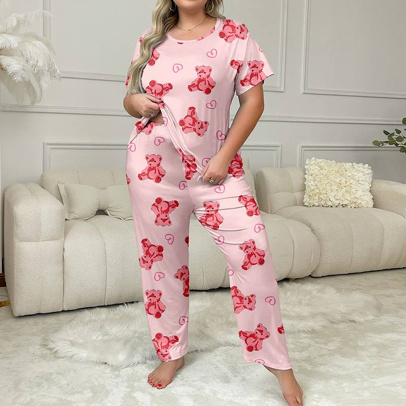 ChicShe Europäischer und Amerikanischer Cross-Border Herbst-Pyjama mit neuem Cartoon-Print für Damen, Kurzarm, lange Hose, lässiges Homewear-Set_voghion.com