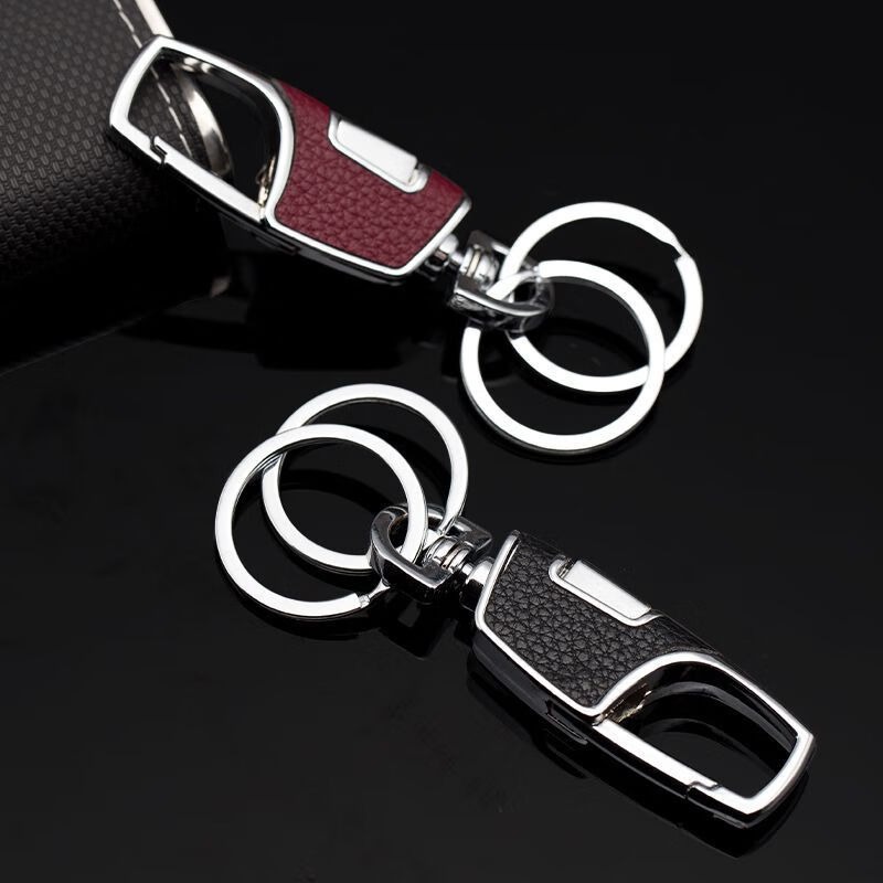 One-Press llavero del coche colgante doble anillo espesado Anti-Perdido metal creativo hombres cinturón llavero al por mayor