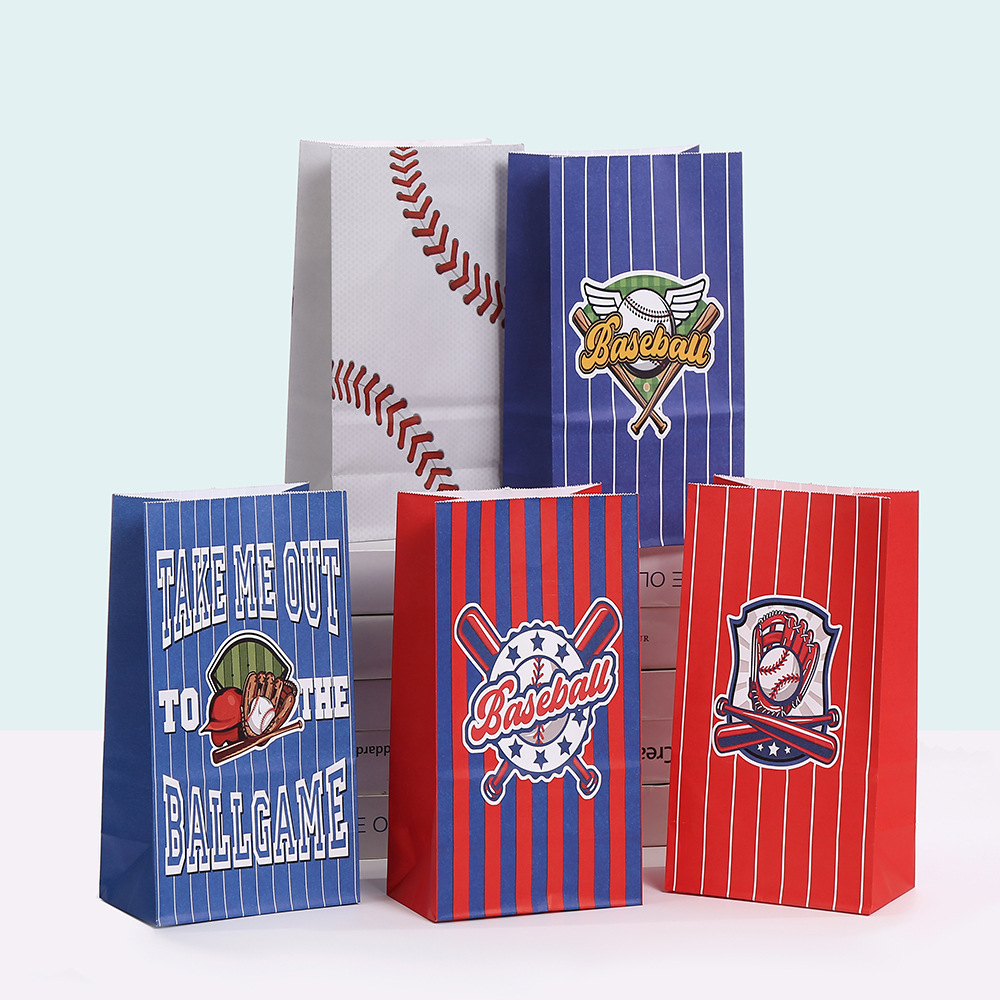 棒球牛皮纸袋批发派对糖果袋运动球类主题食品袋购物袋