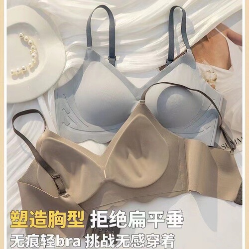 Underwear for women, thin, small breasts, breathable, traceless, no rims, beautiful back, student girl bra, sports sleep bra