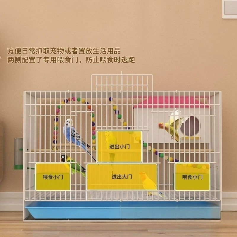 Складная домашняя клетка для птиц, очень большая 60×40×40 см, с поддоном и аксессуарами