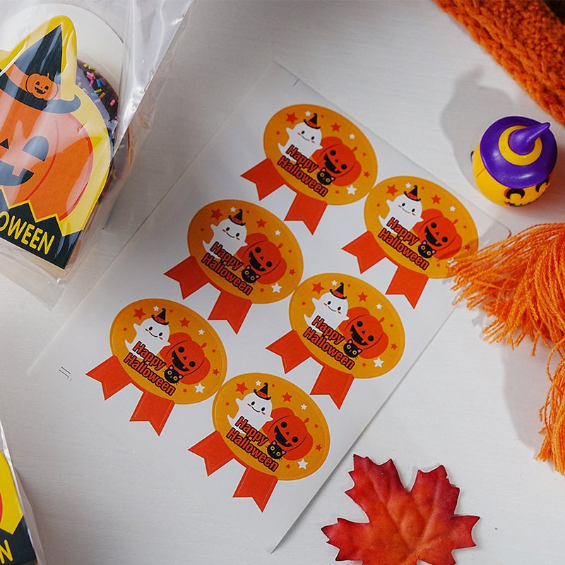 6枚の価格の外国貿易の輸出金の現物のハロウィンのカボチャの幽霊の顔のシールはいたずらをします。|undefined