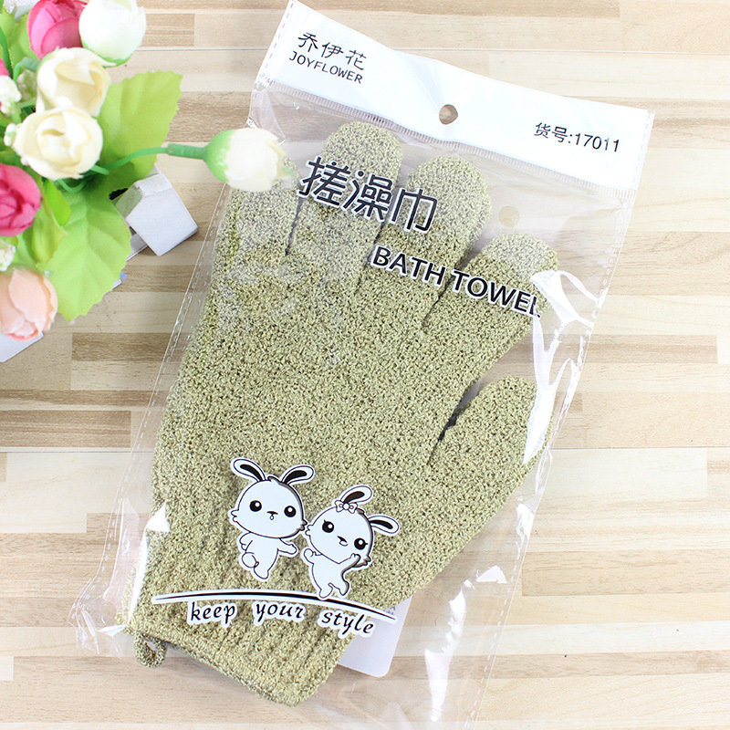 Perezoso cinco dedos guantes de baño espalda frotar Toalla de baño gris exfoliante Exfoliante Piel muerta de doble cara disponible 2 pack