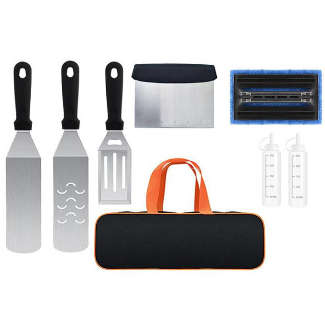 En stock herramienta de barbacoa de acero inoxidable traje de cocina pala de barbacoa teppanyaki herramienta BARBACOA combinación herramienta de barbacoa