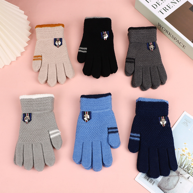 Children's Gloves for Boys, Winter Fleece-Lined, Ages 6-10-15, Student Outdoor Sports, Cold-Proof and Warm, Thickened for Winter