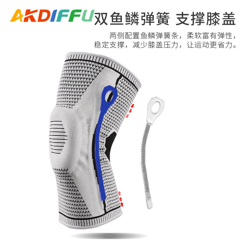 Rodilleras de silicona transfronterizas, rodilleras deportivas de punto, rodilleras de nailon, rodilleras de compresión de resorte, rodilleras de baloncesto, en nombre del cabello