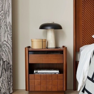 Vintage Light Luxury Solid Wood Bedside Table Household Small Bedroom Storage Cabinet Modern Simple Simple Bedside Cabinet