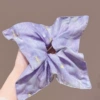 76# Purple yellow flower oil painting square scarf circle-22cm