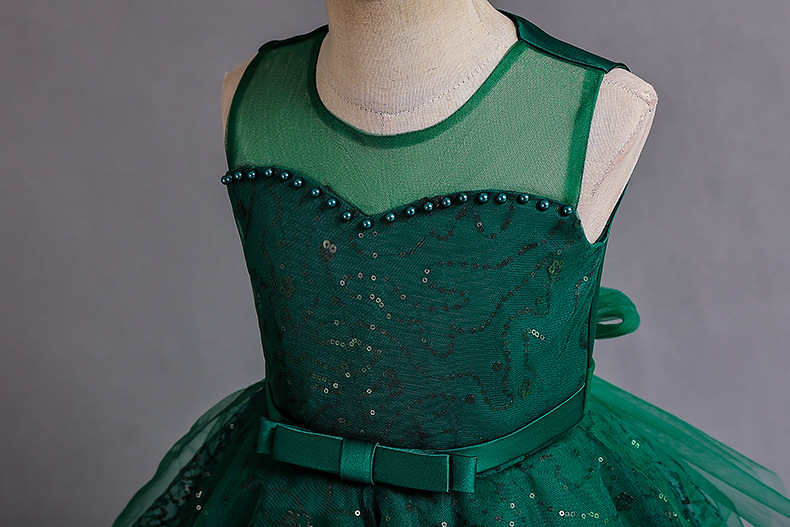 Robe de princesse longue en maille pour fille avec dentelle_voghion.com