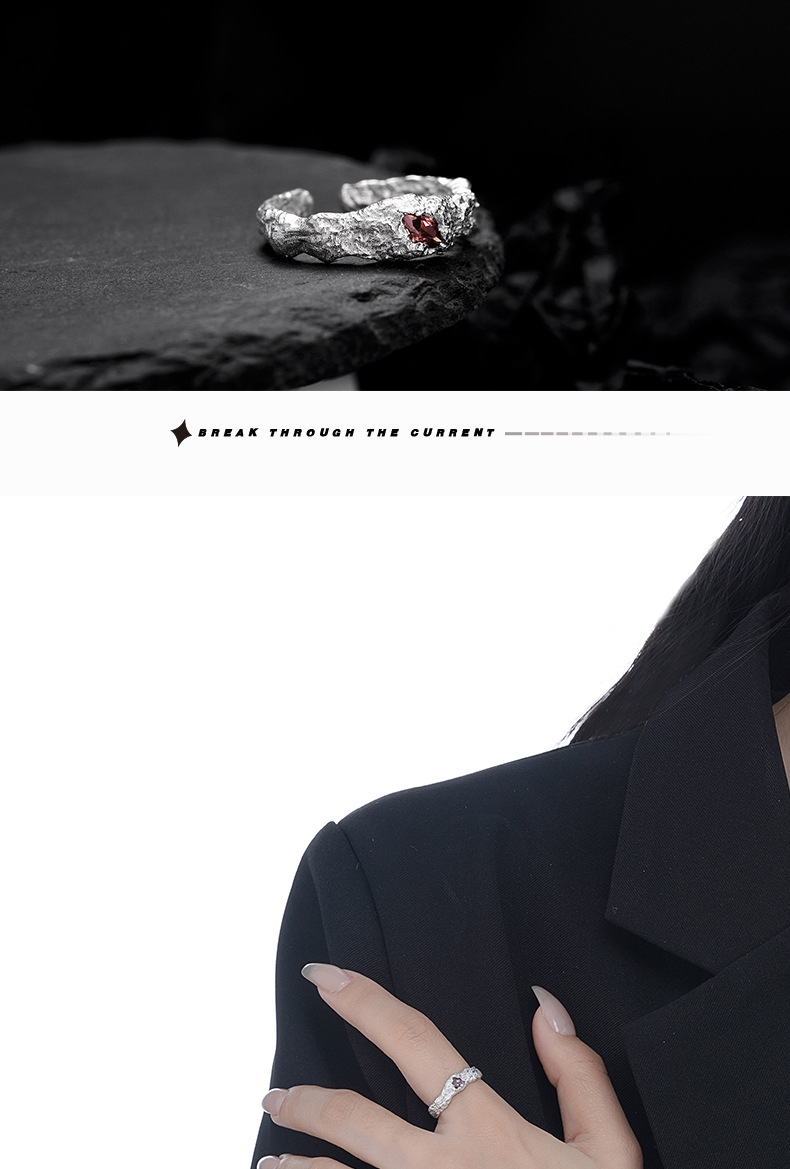 Fashion Geometric Sterling Silver Plating Horse Eye Stone Open Ring 1 Piece