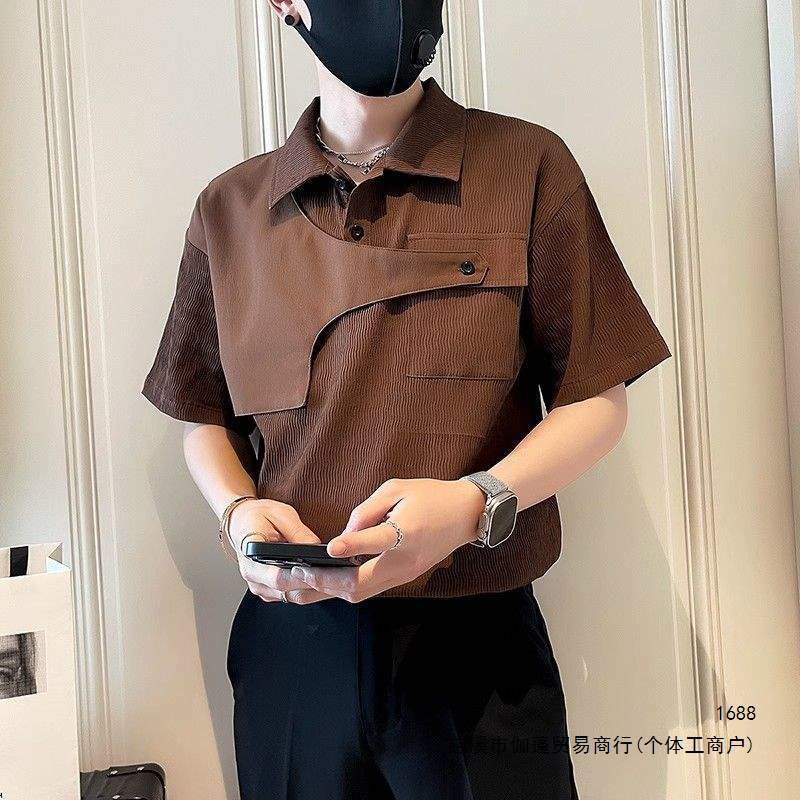 Men's functional work shirt, short-sleeved, summer new style, ice silk quick-drying men's clothing top, cool and stylish polo shirt