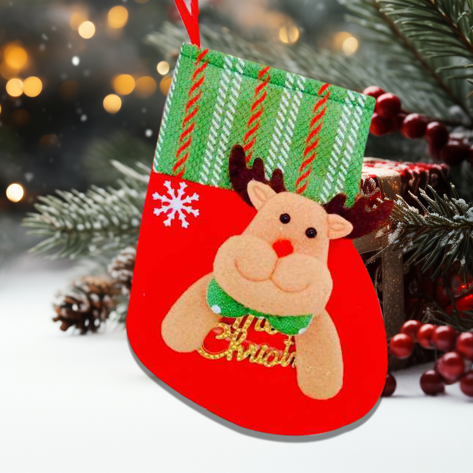 Medias de Navidad transfronterizas pequeñas, viejos, muñecos de nieve, bolsas de regalo de Navidad, decoraciones de Navidad, colgantes de árbol de Navidad, dulces