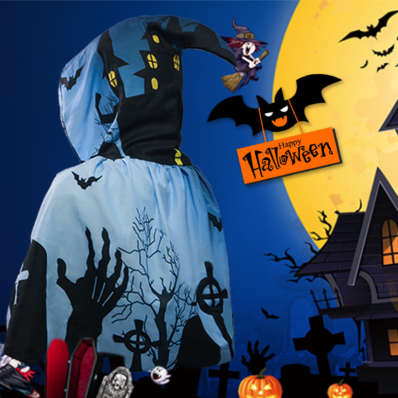Halloween nueva capa con capuz capa cosplay ropa de maquillaje impresión digital de punto de tela de abrigo