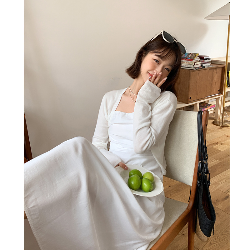 Xiaye Tencel Lyocell Korean Style Simple Fashionable Elegant Versatile Ins Style Knitted Cardigan Sun Protection Air-Conditioning Shirt Thin