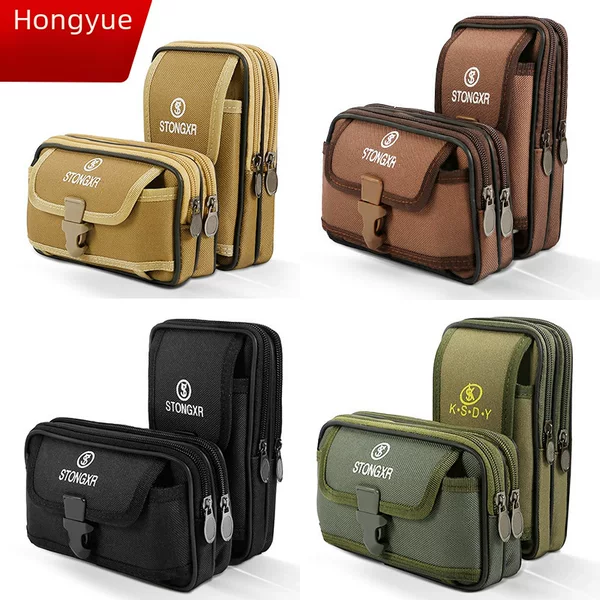 New Mobile Phone Bag Men's Wear Belt Work Site Hanging Bag Waist Bag Multi-functional 7-inch Mobile Phone Case for Middle-aged and Elderly