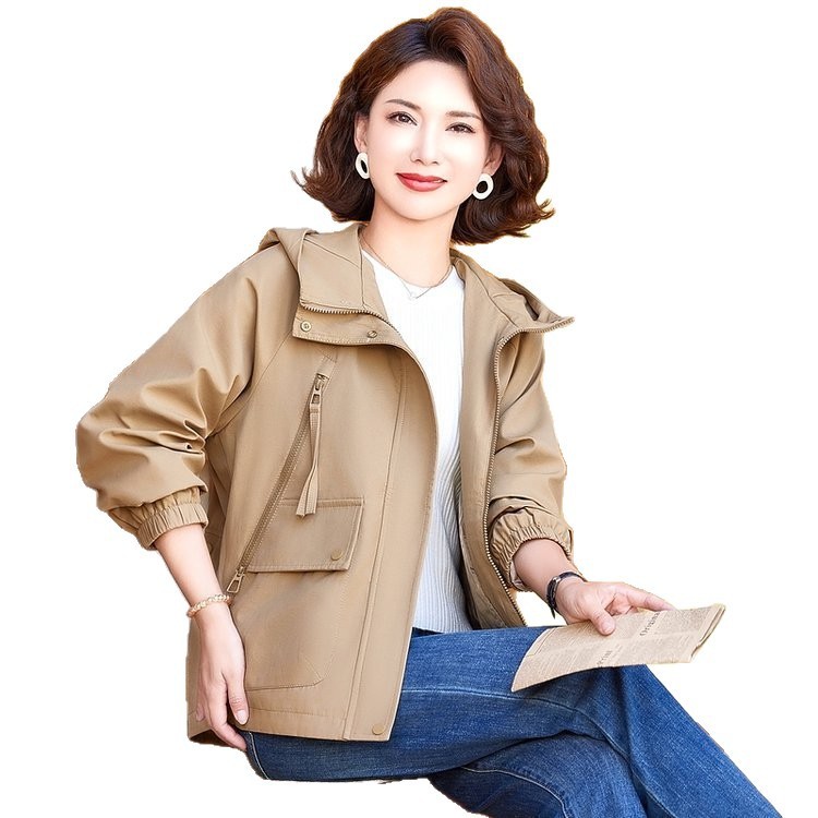 2025新款外套女春秋休闲百搭美式复古小个子短款风衣宽松夹克上衣|undefined