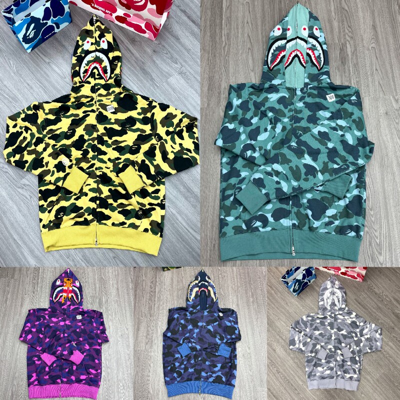 Ceiling Trendy Camouflage Shark Head Jacket American Retro Loose Cardigan Hooded Zipper Hoodie Casual Sweatshirt Ceiling Trendy Camouflage Shark Head Jacket American Retro Loose Cardigan Hooded Zipper Hoodie Casual Sweatshirt