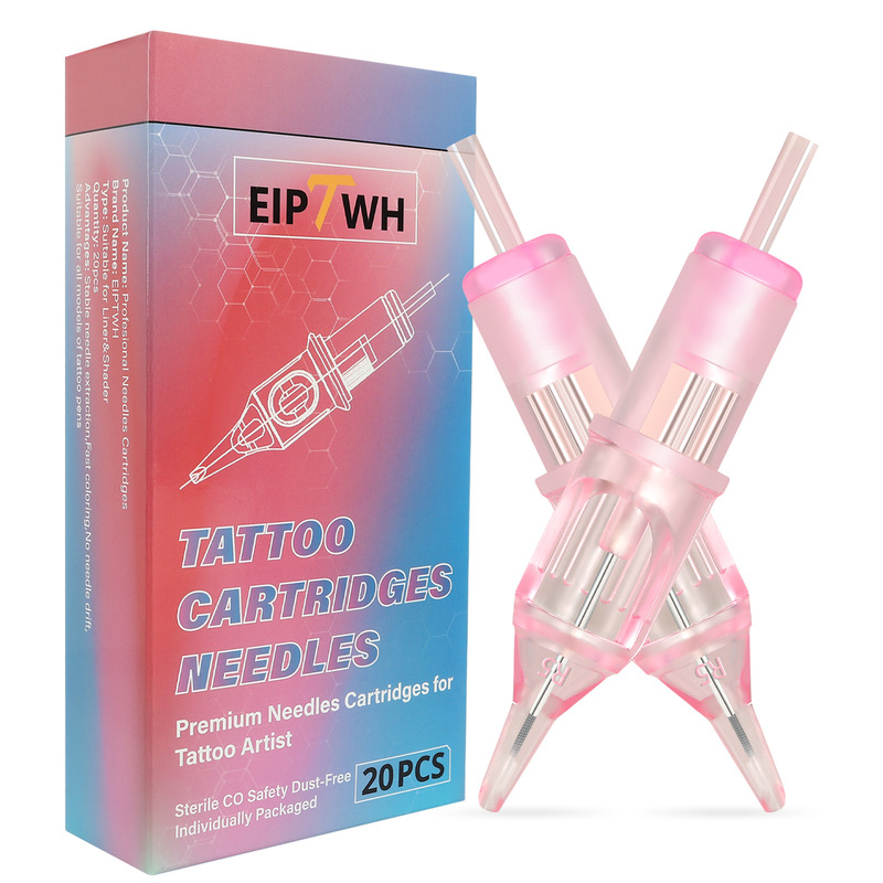 Cross-border boutique EIPTWH pink tattoo one needle #12 model complete tattoo accessories 20PCS tattoo ink cartridge