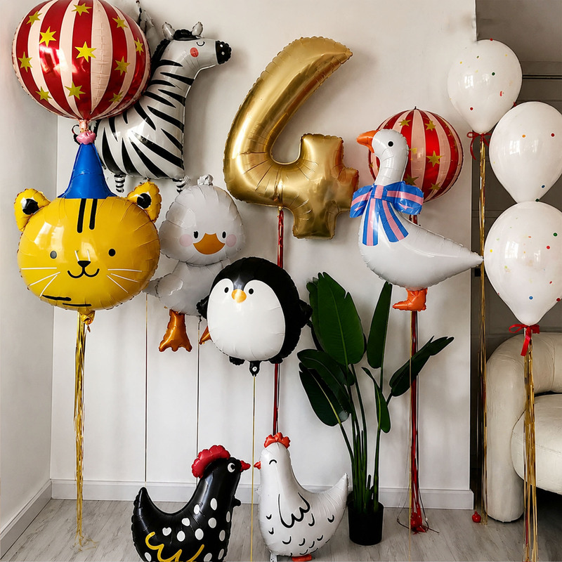 Cute Cartoon Creative Animal Aluminum Foil Balloons Filled with Helium for Baby's Birthday and Holiday Surprise Decoration Scene Arrangement Cute Cartoon Creative Animal Aluminum Foil Balloons Filled with Helium for Baby's Birthday and Holiday Surprise Decoration Scene Arrangement