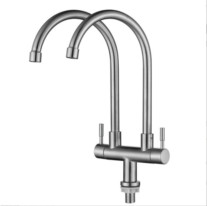 Grifo de balcón, agua fría de un solo tubo, grifo de cocina de acero inoxidable 304, giro de 180 grados, gran curva, venta directa de fábrica