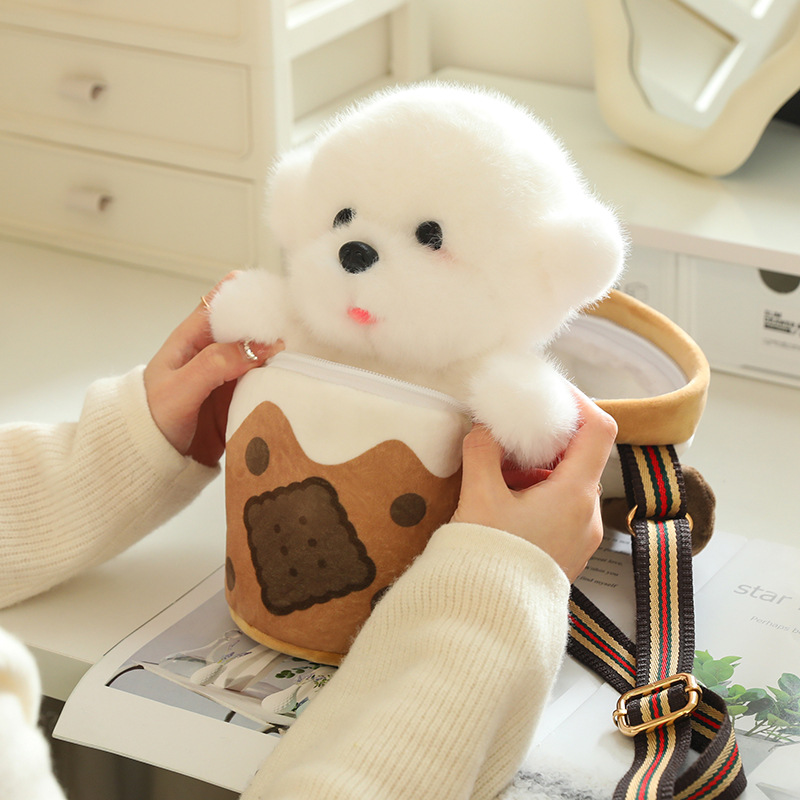 Mochila de Peluche Tipo Boba Tea con Forma de Perro, Conejo o Teddy - Bolso para Niños