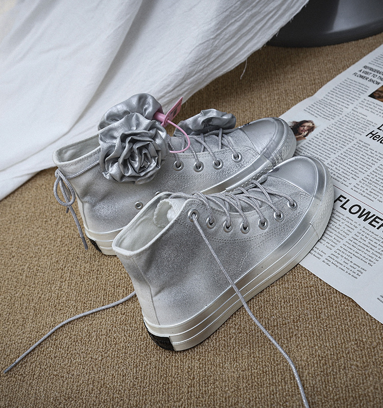 Sapatos femininos transfronteiriços, design de nicho francês, personalidade não convencional, casal de estudantes, sapatos de lona de cano alto rosa_voghion.com