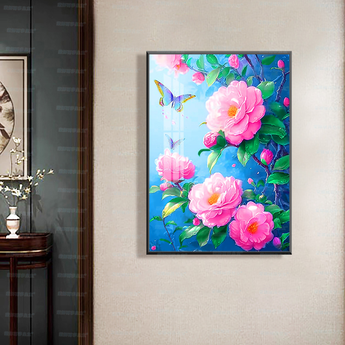 [Algodón importado] Mona Lisa real cruz mariposa camellia fresca hermosa flor bordada a mano image 3