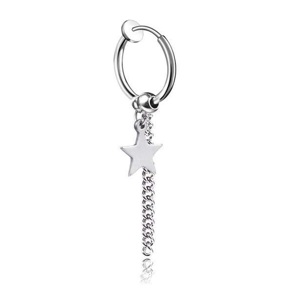 Five-pointed star steel color ear clip single