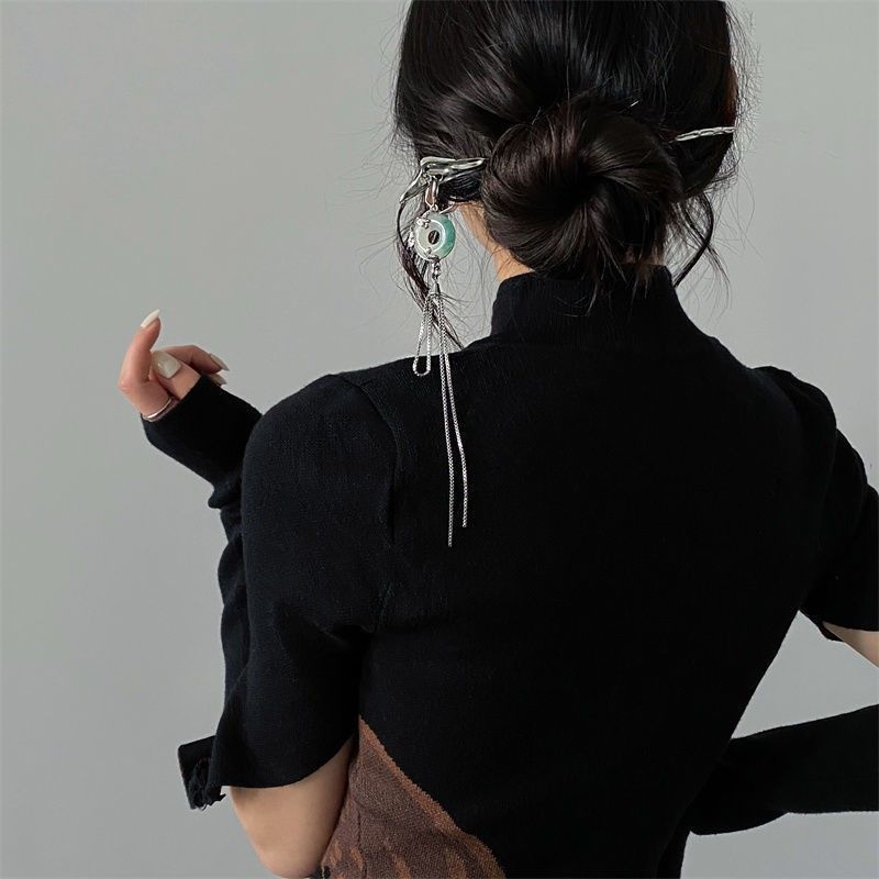 智贝主图_2渐变墨绿玉石发簪古风高级感新中式国潮风发饰簪子