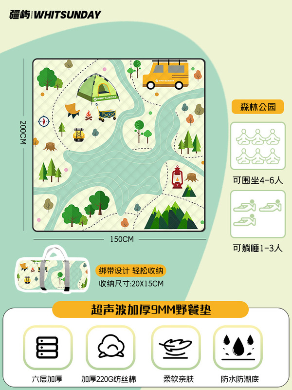 Jiangyu 超音波ピクニックマット防湿マット外出芝生テントピクニックキャンバス屋外キャンプピクニックマット|undefined