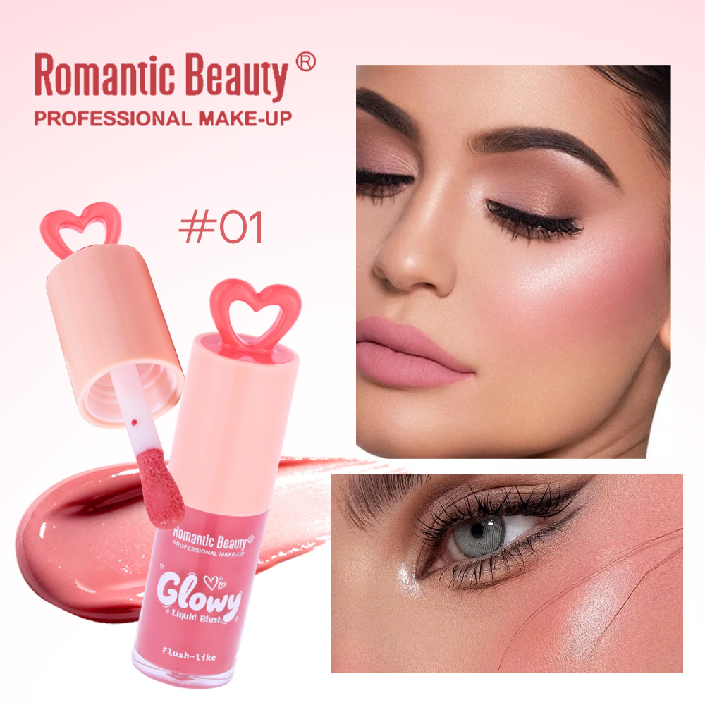 Cross-border Love Liquid Blush Natural Color Durable Carmine Brown No es fácil de quitar el maquillaje, mejora de la apariencia, blush rosa suave