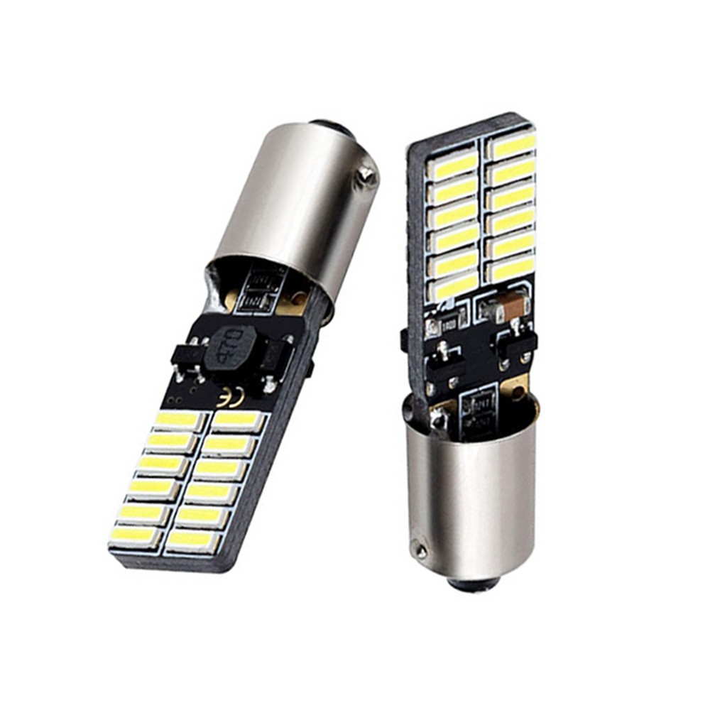 BA9S W5W 194 car LED decoding width indicator light 12-24V round head single foot reading light 4014 24SMD