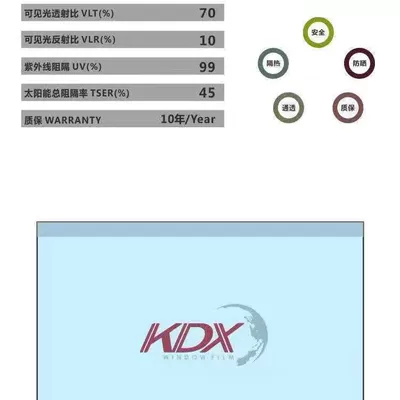 Kdx Kangdexin Car Film Insulation Solar Film Full Car Film Explosion-Proof Film Sun Protection Glass Film 30m Full Roll (Automotive Film) - default-item-high-heat-insulation-t70-front-gear-30m