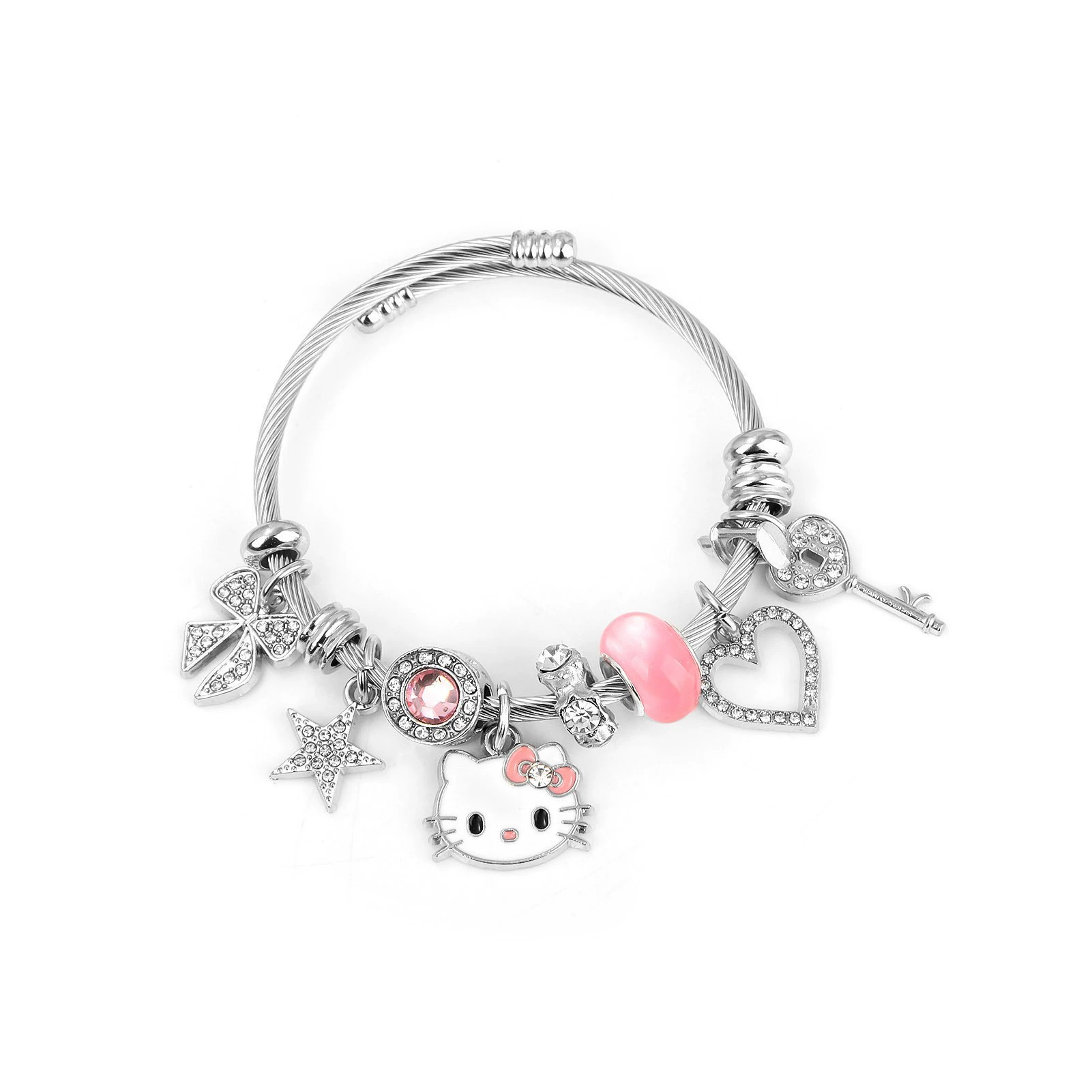 Hello Kitty, мультяшный милый браслет, кукла, ожерелье с бантом, ручная работа