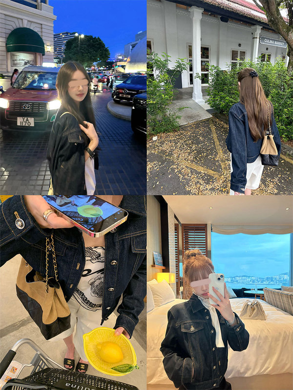 早安樊樊私服「香系丹宁vibes」山茶花蓝色牛仔外套显瘦直筒上衣|undefined