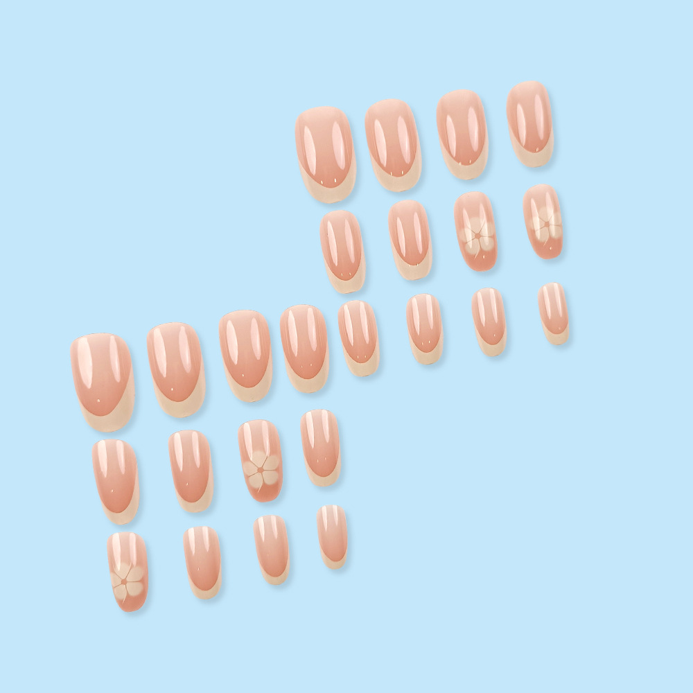 24 piezas de armadura de estilo explosivo transfronterizo simple puro parche de uñas francés desmontable para uñas de mujer