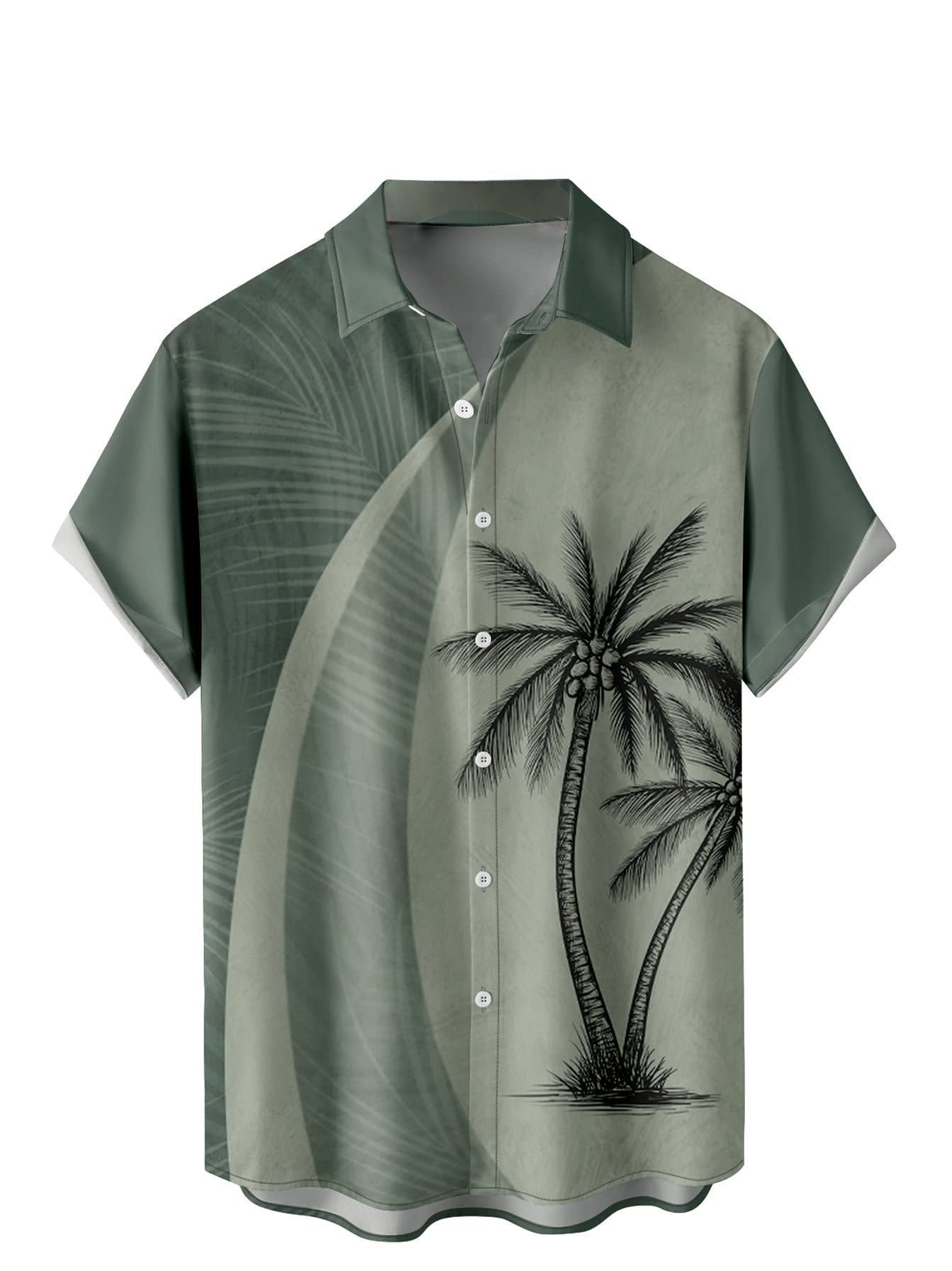 2023 nuevos hombres Hawaii europeo y americano ropa de los hombres impresión 3D del comercio exterior los hombres manga corta floja delgada camisa casual