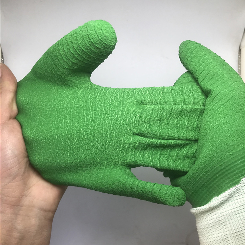 Wavy texture full latex protective gloves, anti-slip dipped nitrile gloves with 13 needle dipping