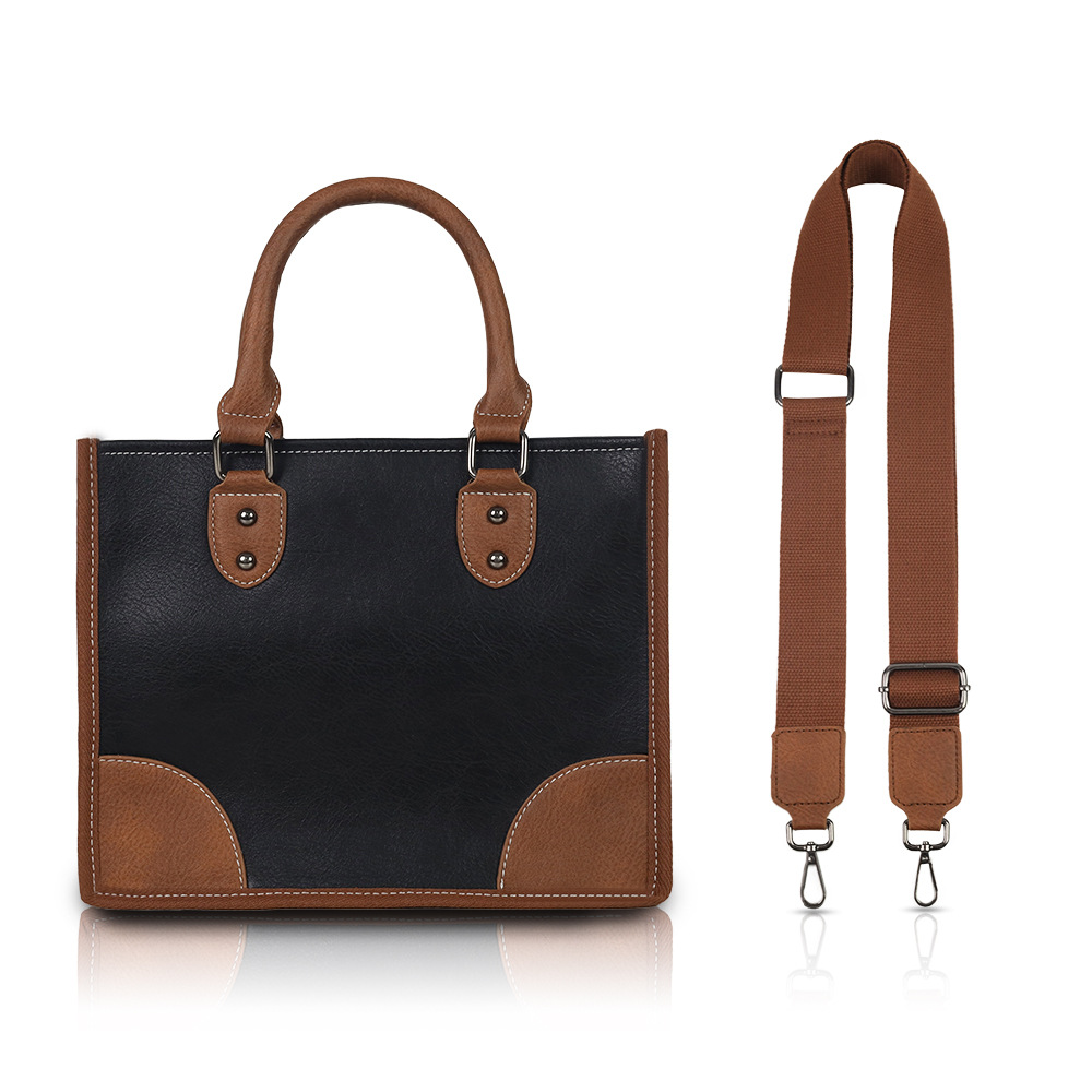 Bag Sets Bags Type Women's Pu Leather Color Block Streetwear Sewing Thread Square Zipper Bag Sets